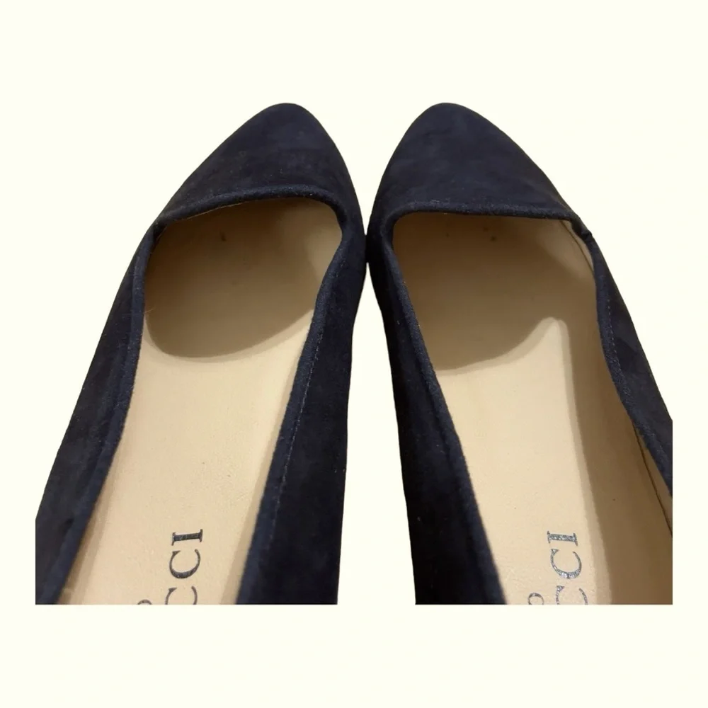 Sesto Meucci Black Suede Low Heel Slip On Almond Toe Flats 9N Made in Spain
